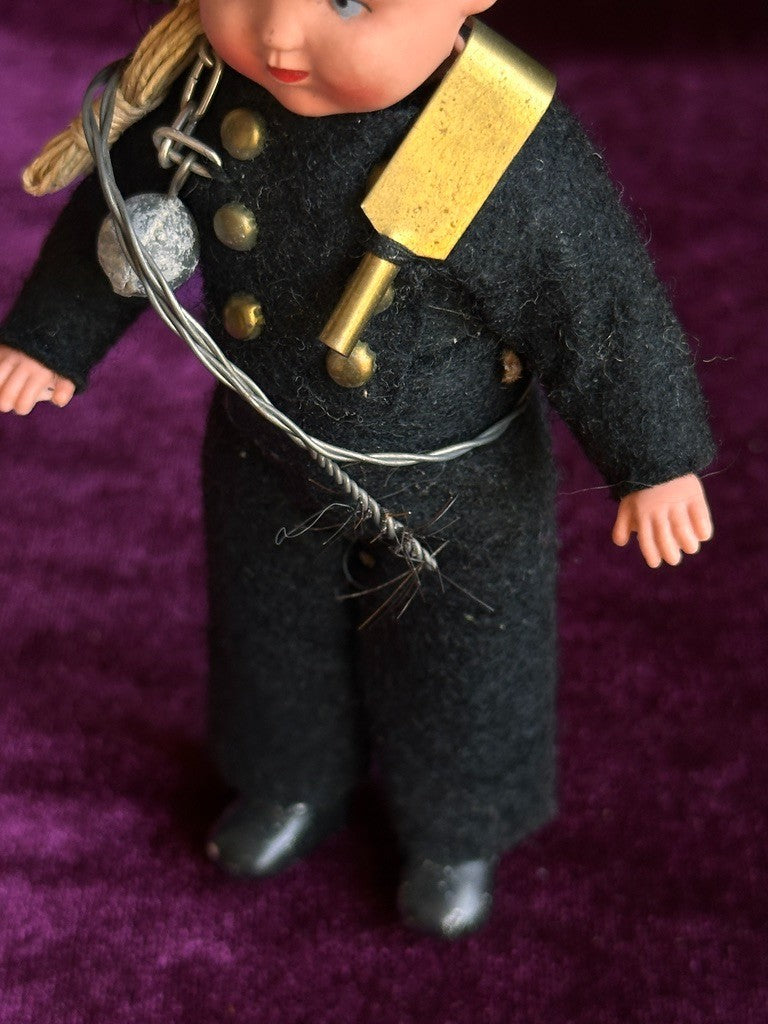 Vintage German 5.625" Miniature Dollhouse Plastic Celluloid Chimney Sweeper Doll