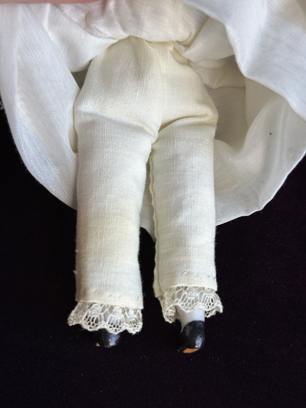 Antique German Miniature Dollhouse 6.25” Bisque Head Parian Female Doll with Bun