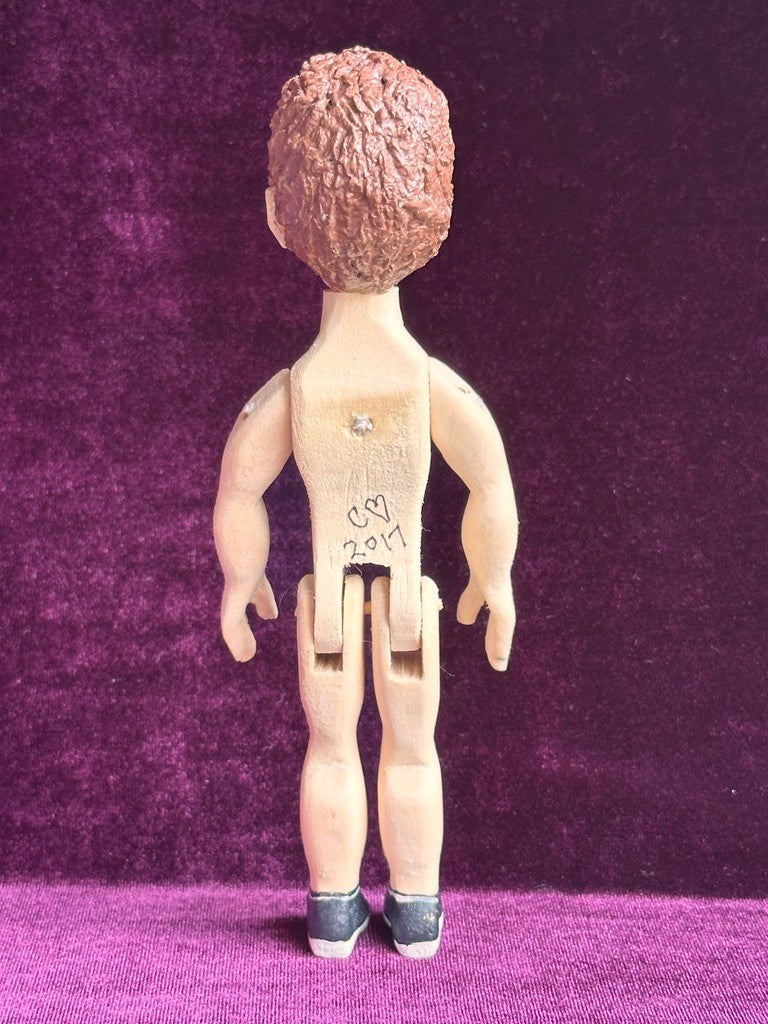 Collectible Handcarved Wooden Hitty's Friend Boy Doll By Artist Connie Hardt