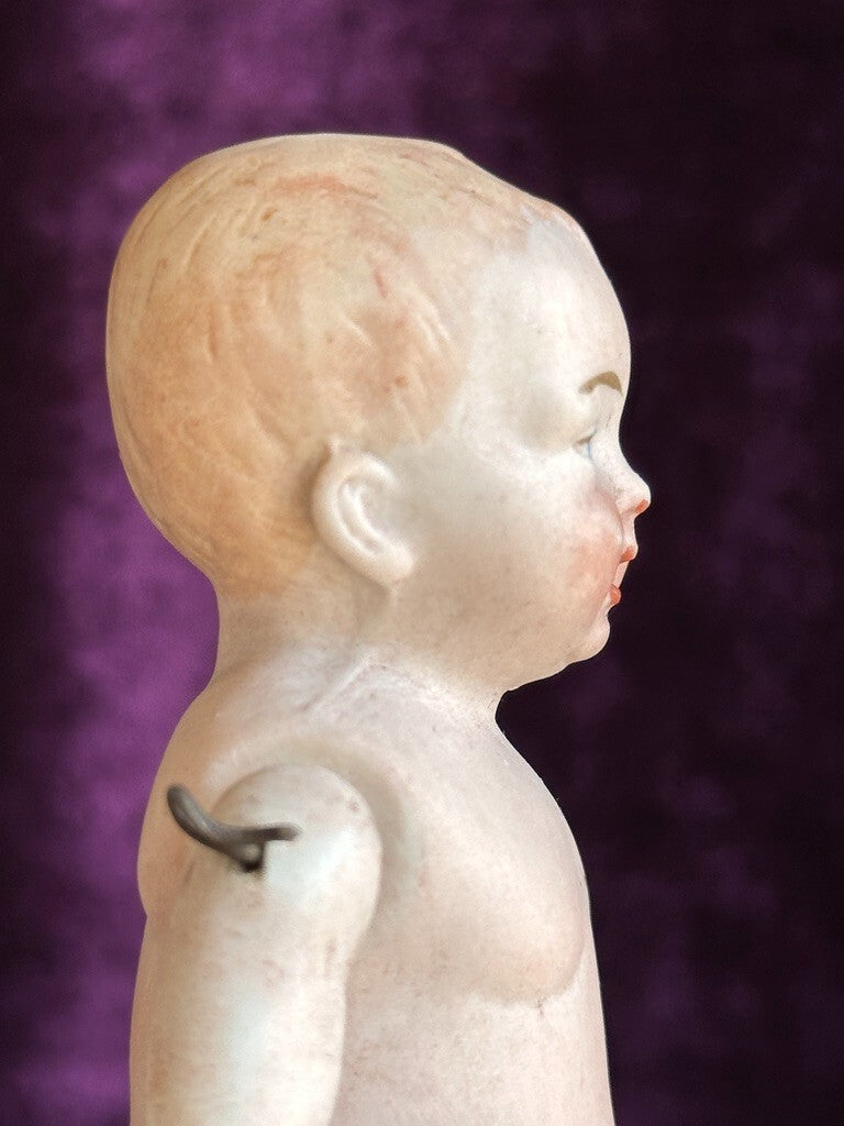Antique German 5.25” All Bisque Miniature Baby Doll