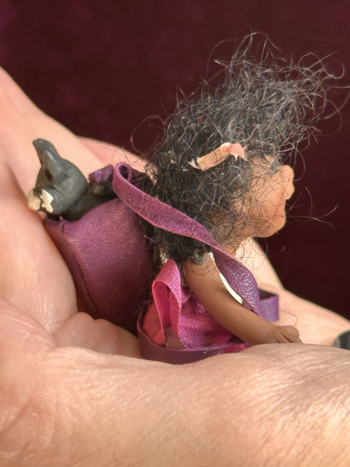 OOAK Miniature 2.75” Handmade Elizabeth Cooper Polymer Clay Girl Doll