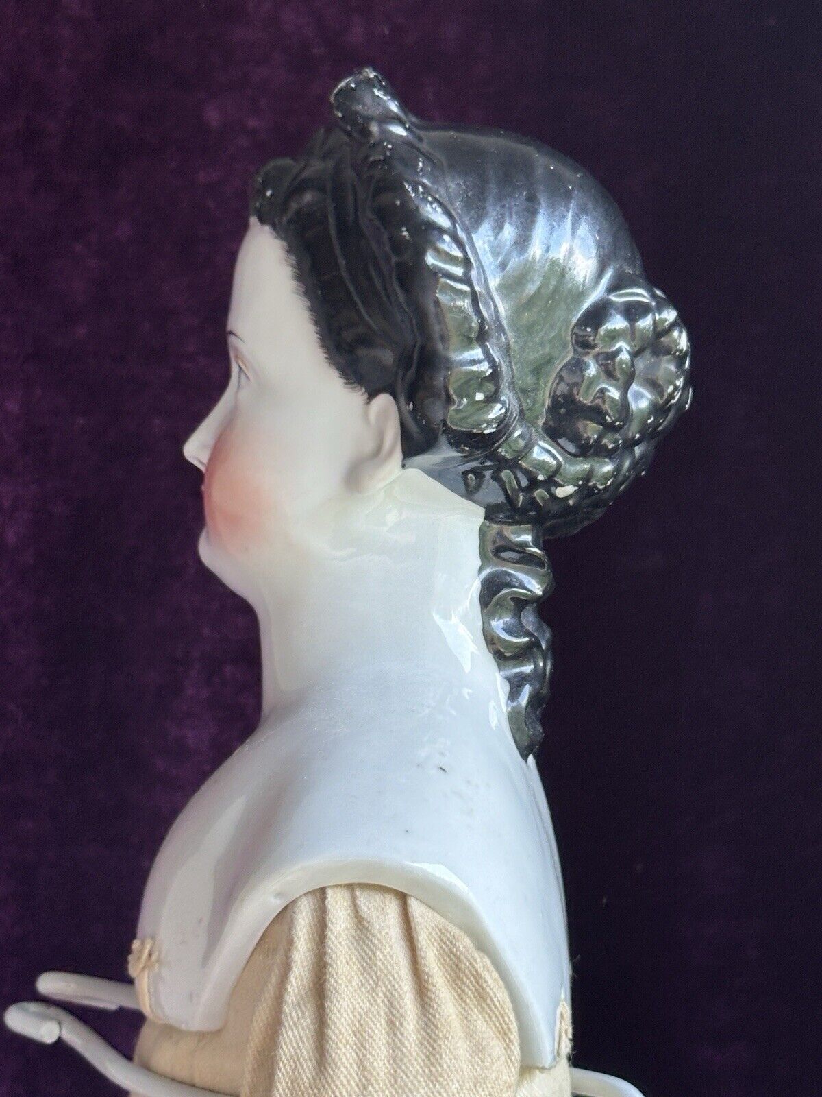 Very Rare Large 25.5” Antique German Brunette China Shoulder Head Doll