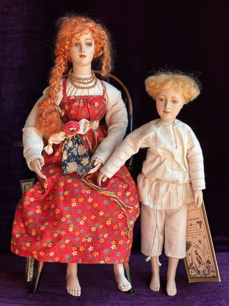 2 Porcelain Dolls Alyonoushka & Ivanushka by Russian Artist Alexandra Koukinova