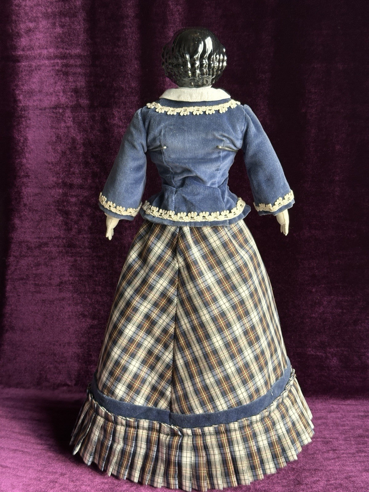 Antique German 19” Flat Top Highbrow Three Holes China Shoulder Head Doll