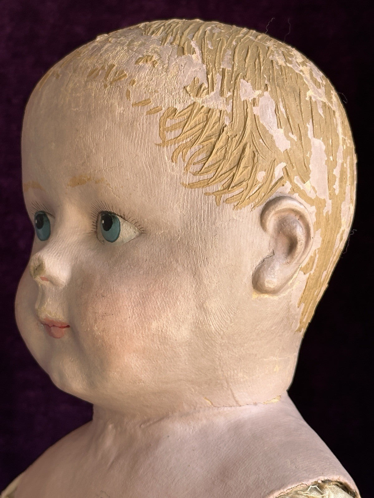 Rare Large Antique American 22” Gertrude Rollinson Oil Painted Cloth Baby Doll