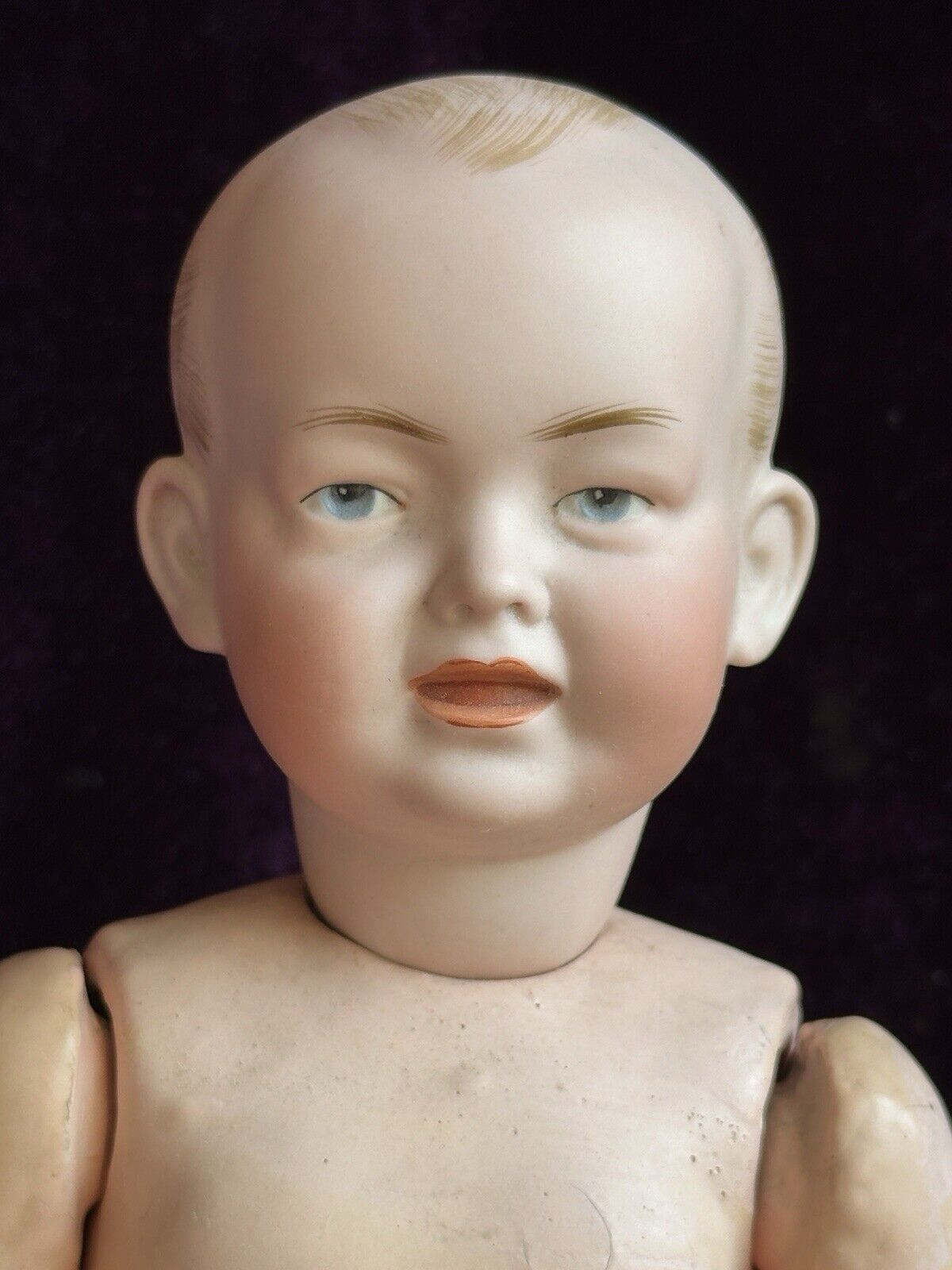 Antique German 11” Kley Hahn 525 Solid Dome Bisque Head Baby Doll Intaglio Eyes