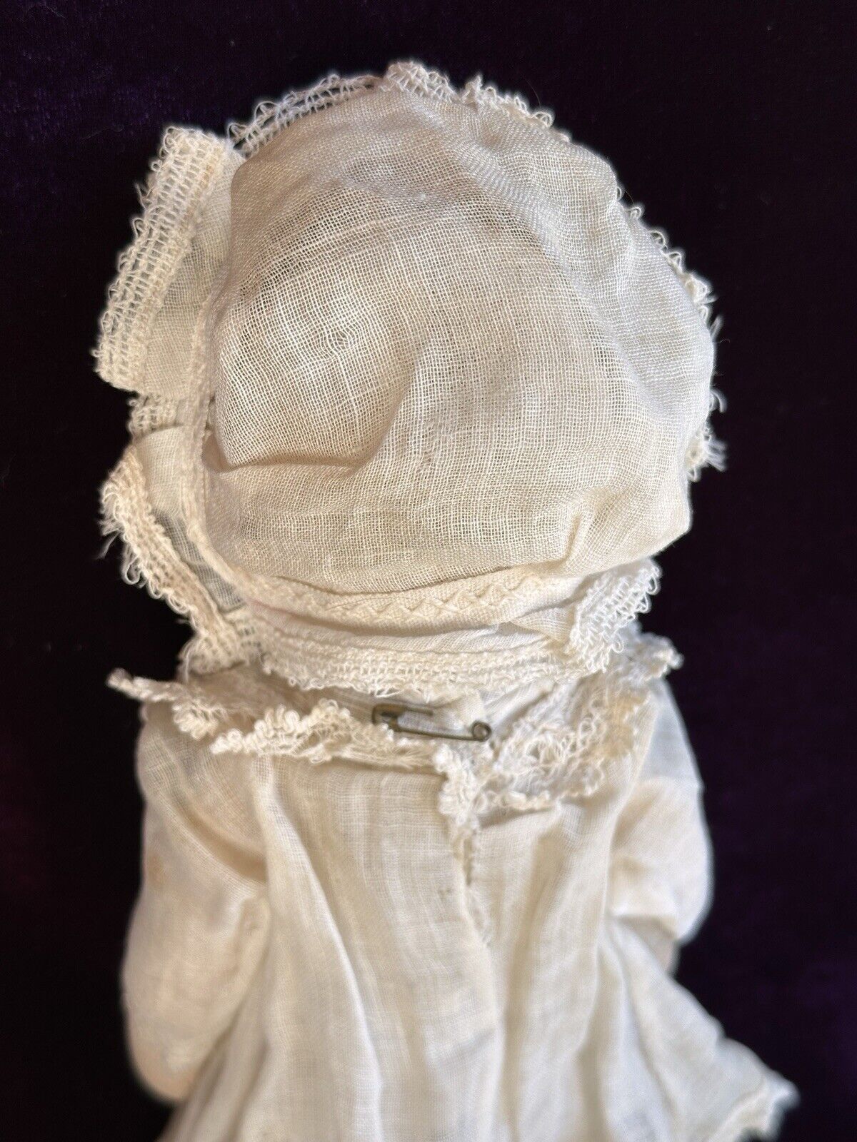 Antique American 12” Bruckner Lithograph Hard Mask Cloth Rag Doll
