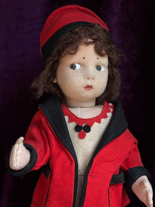Vintage Italian 20” Early Lenci 109 Felt Cloth Doll