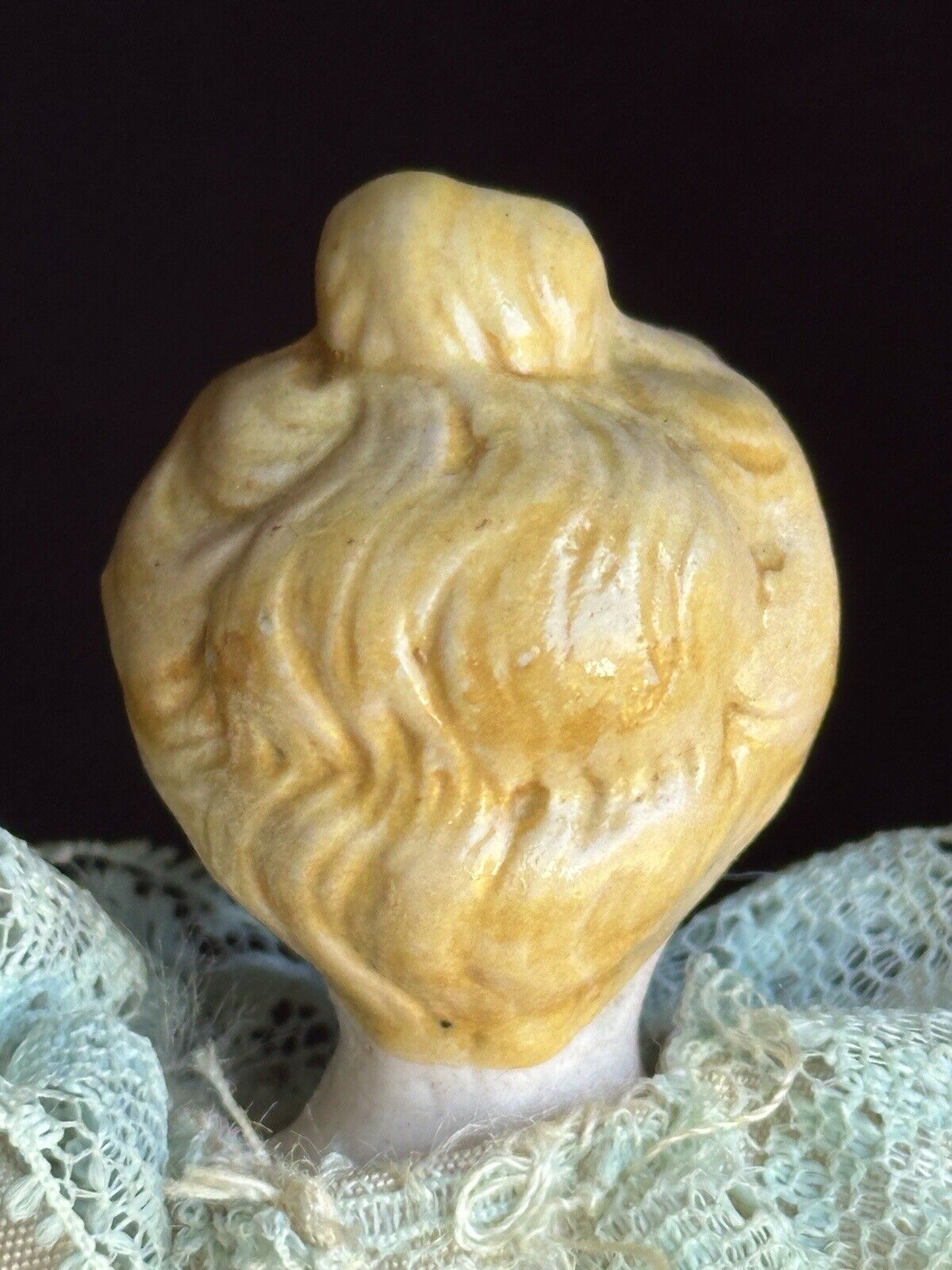 Antique German Miniature Dollhouse 6.25” Bisque Head Parian Female Doll with Bun