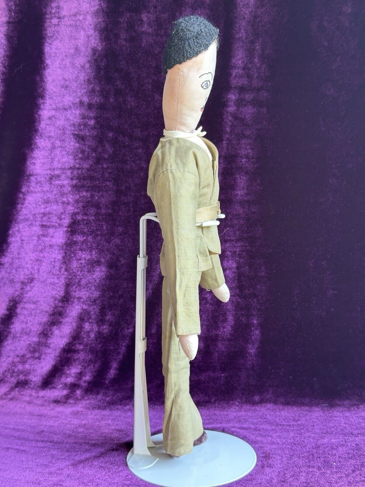 Antique American Primitive 15” Handmade Cloth Rag Folk Soldier (?) Doll