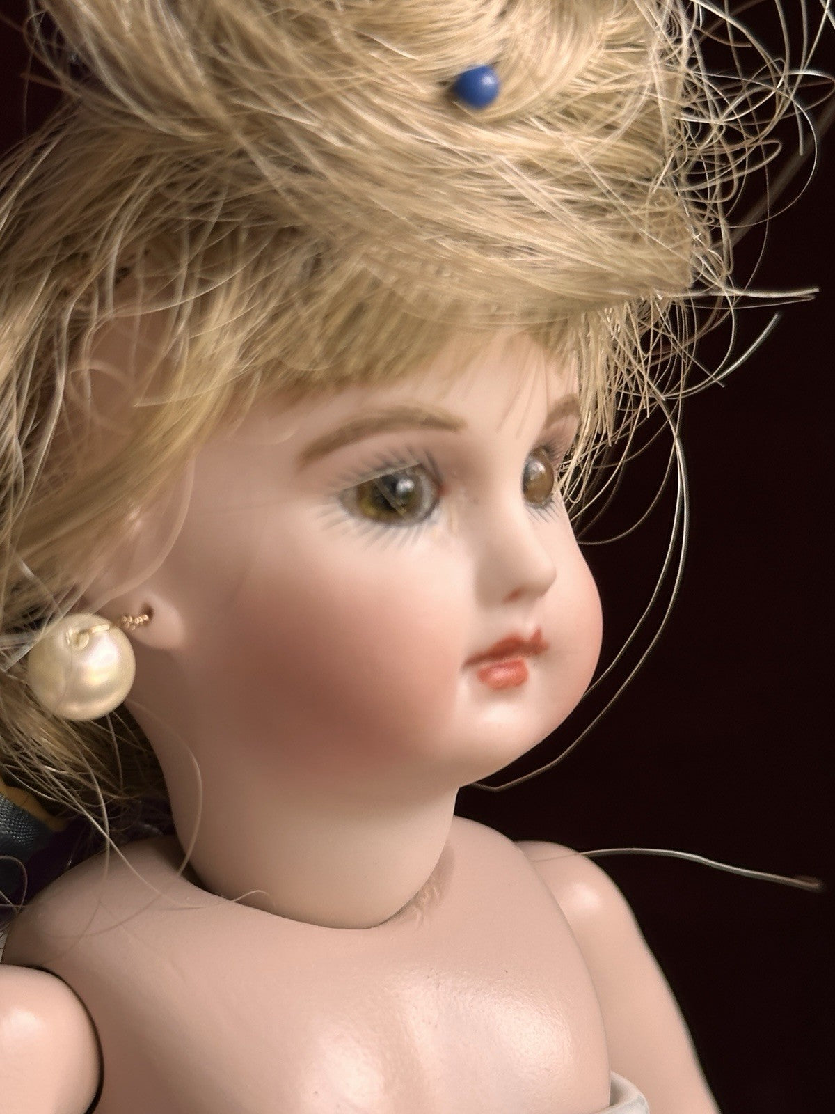 Porcelain Compo Petite 8” Reproduction of Antique French Jumeau Doll
