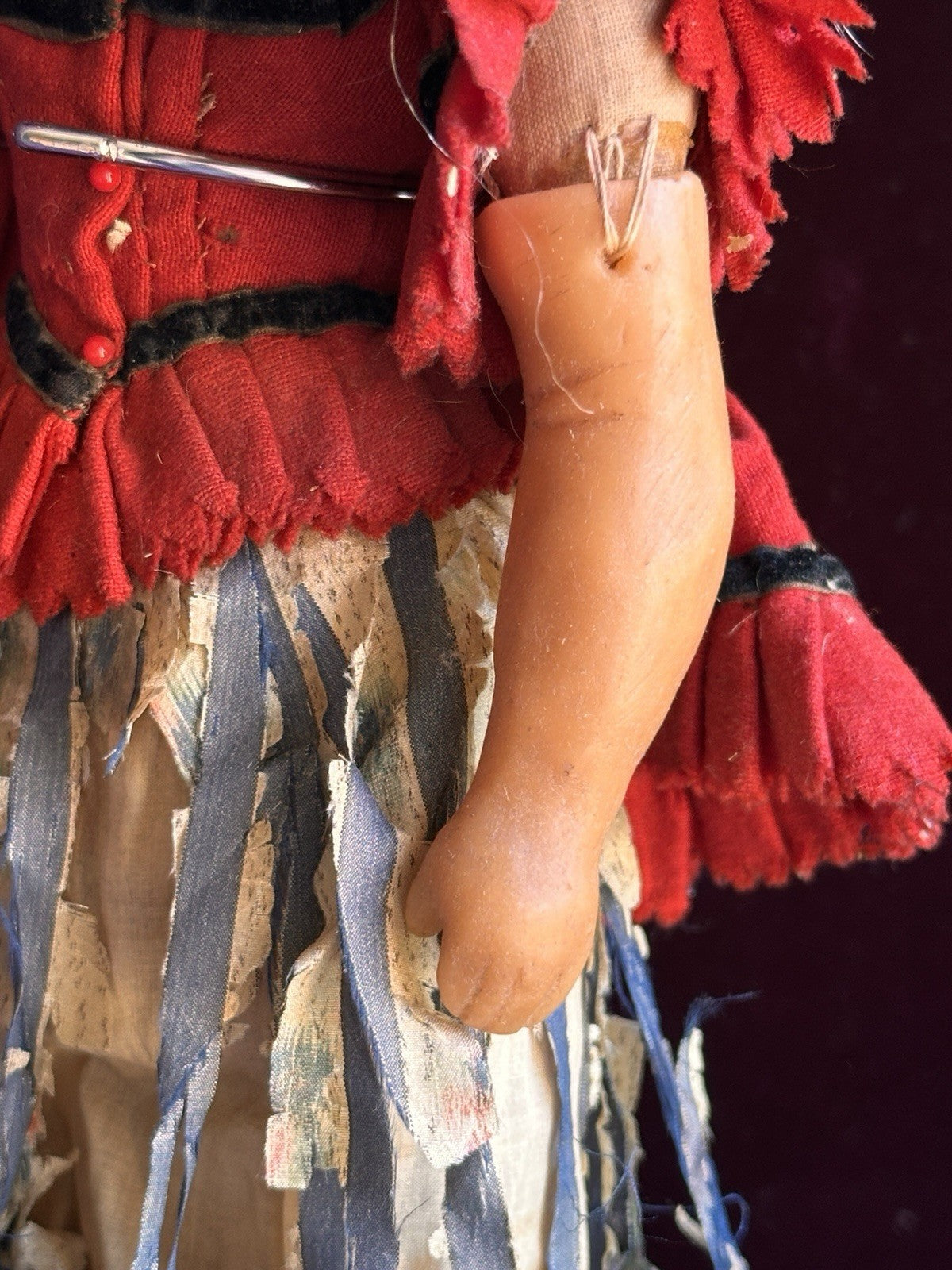 Early Antique English Pierotti 13.5” Wax Fashion Doll