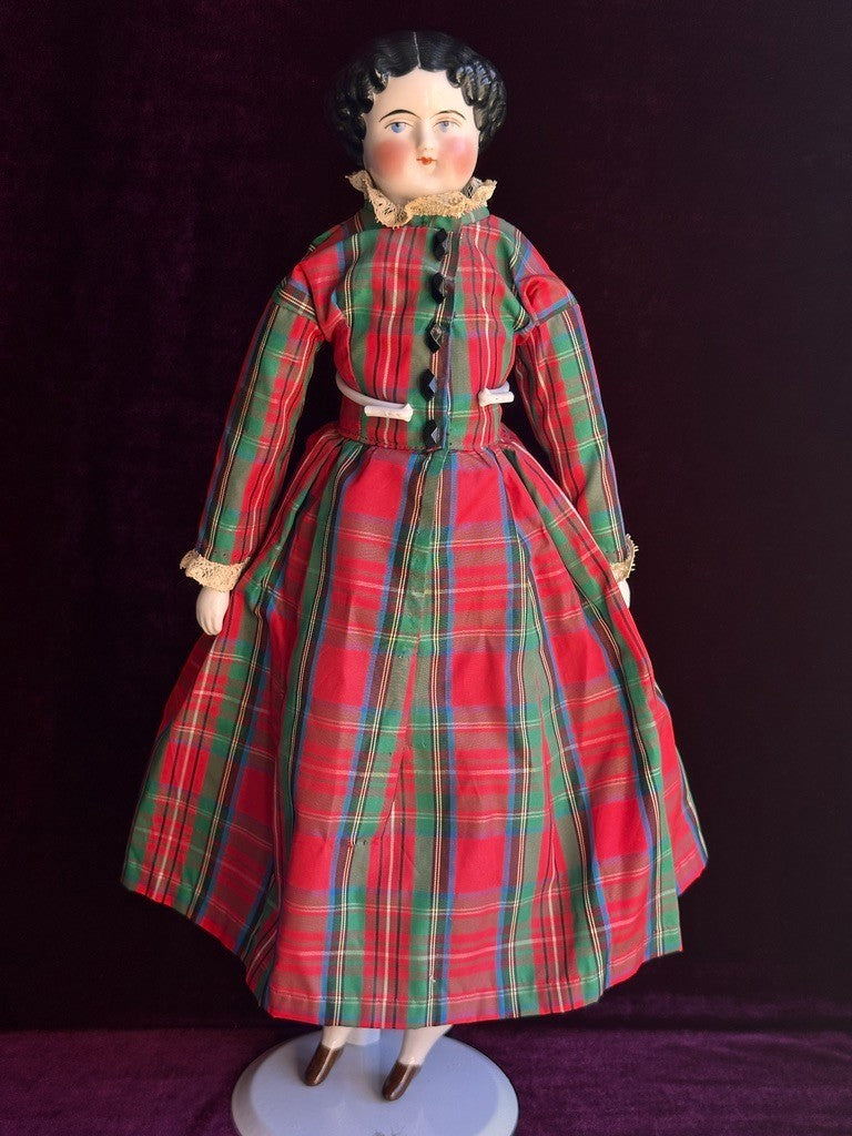 Antique German 16” Flat Top China Shoulder Head Doll