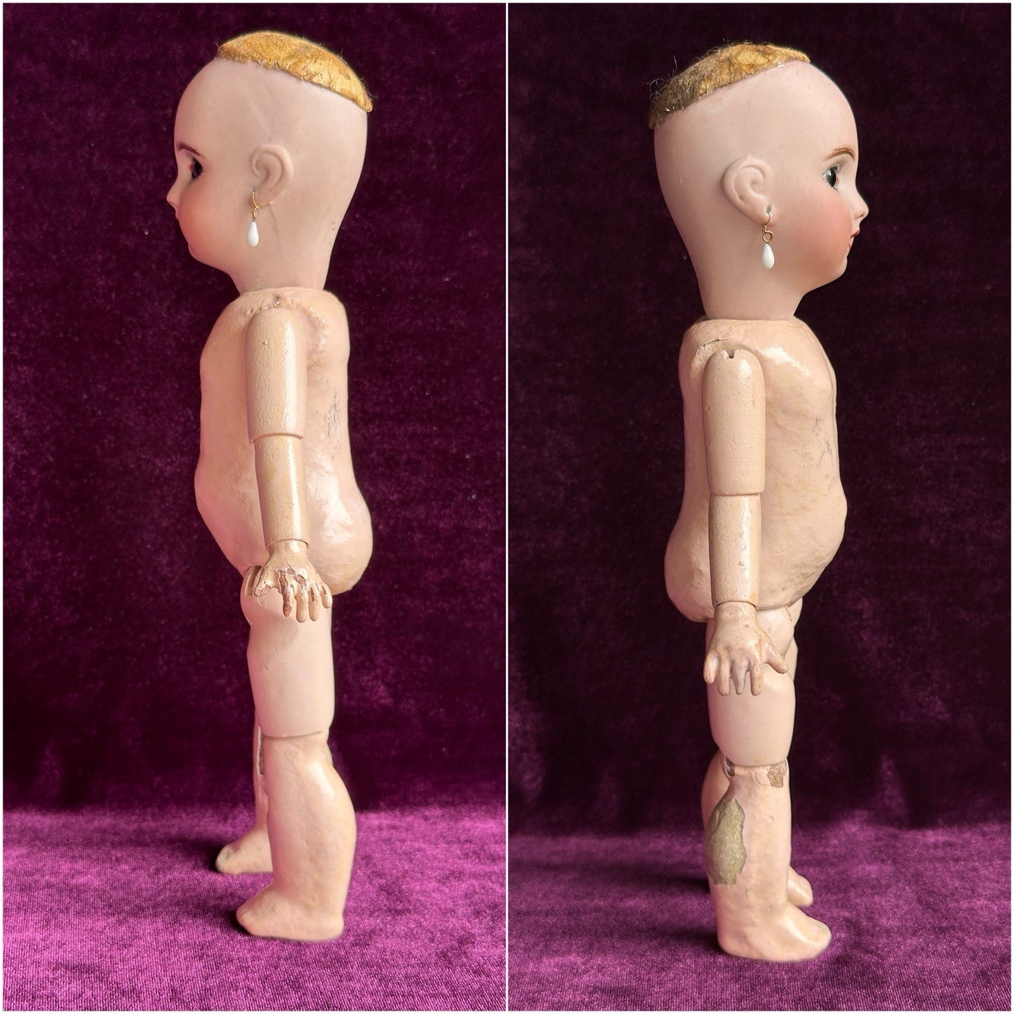Antique French 10” Bleuette SFBJ France Bisque Head Doll with Extras