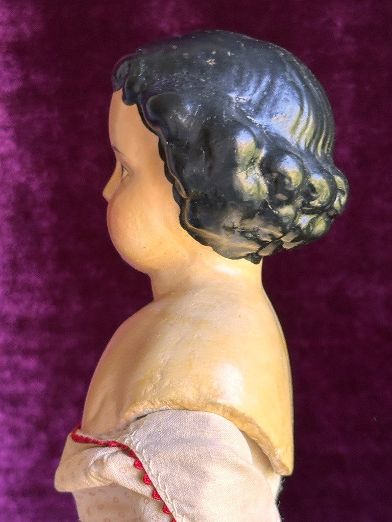 Antique German 15” Dressel Marked Holz-Masse Papier Mache Head Cloth Body Doll