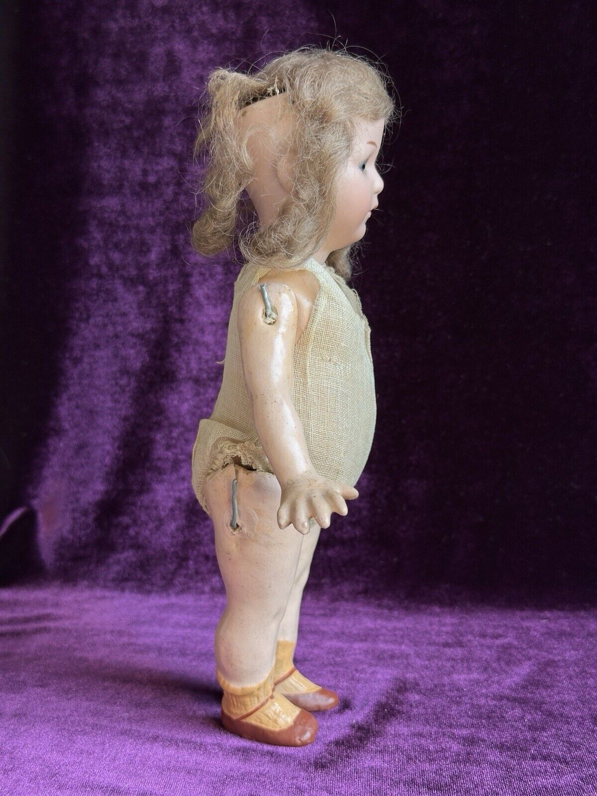 Rare Antique German 9” Gebruder Heubach 8420 Side Glancing Eyes Bisque Doll