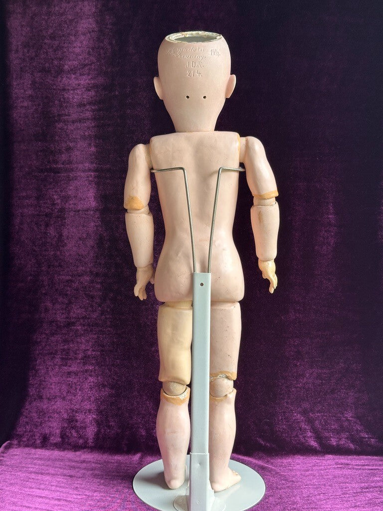 Antique German 26” JDK Kestner 214 Bisque Head Doll Composition Body