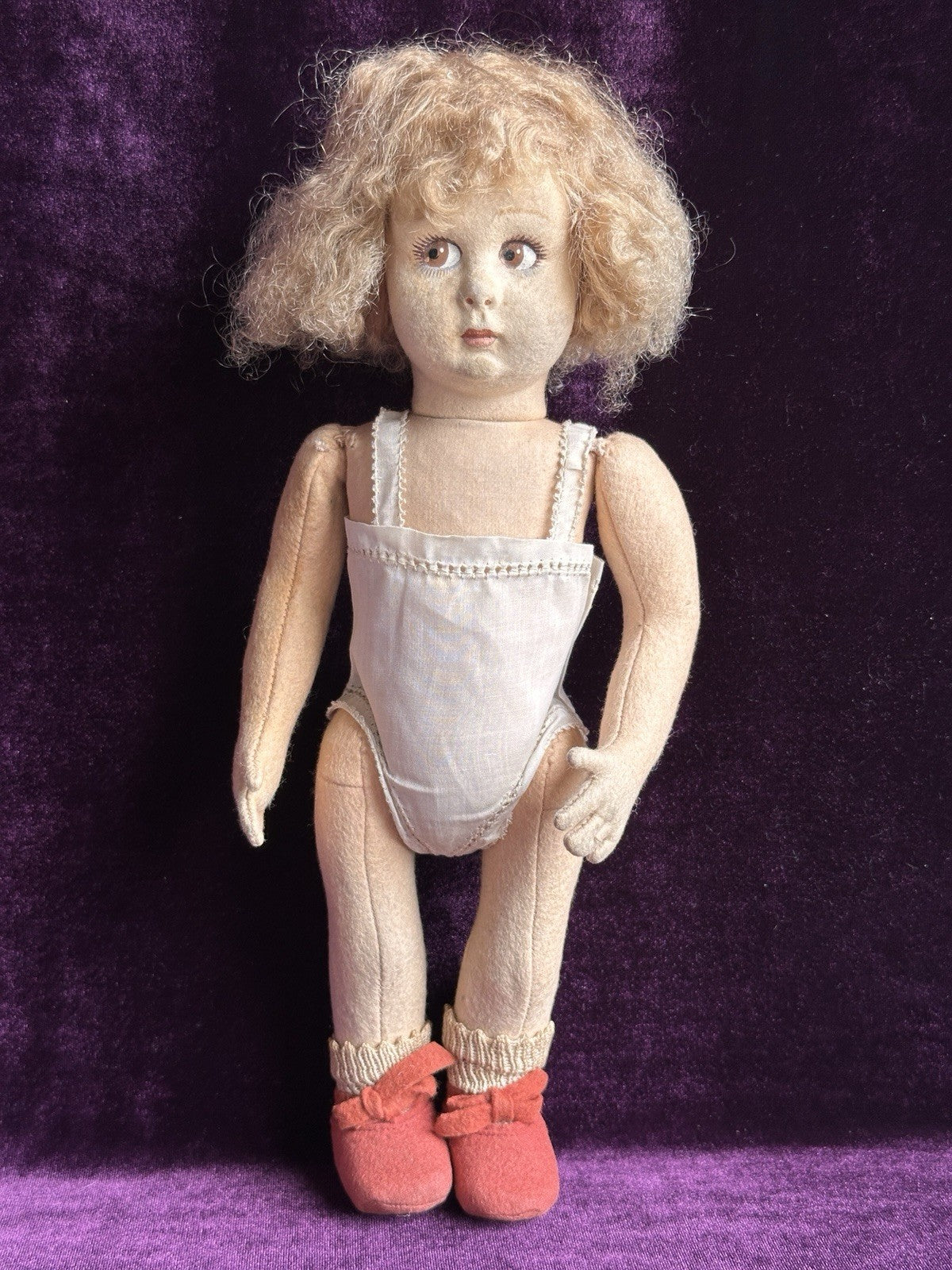 Vintage Italian 12” Lenci 111 Felt Cloth Character Doll