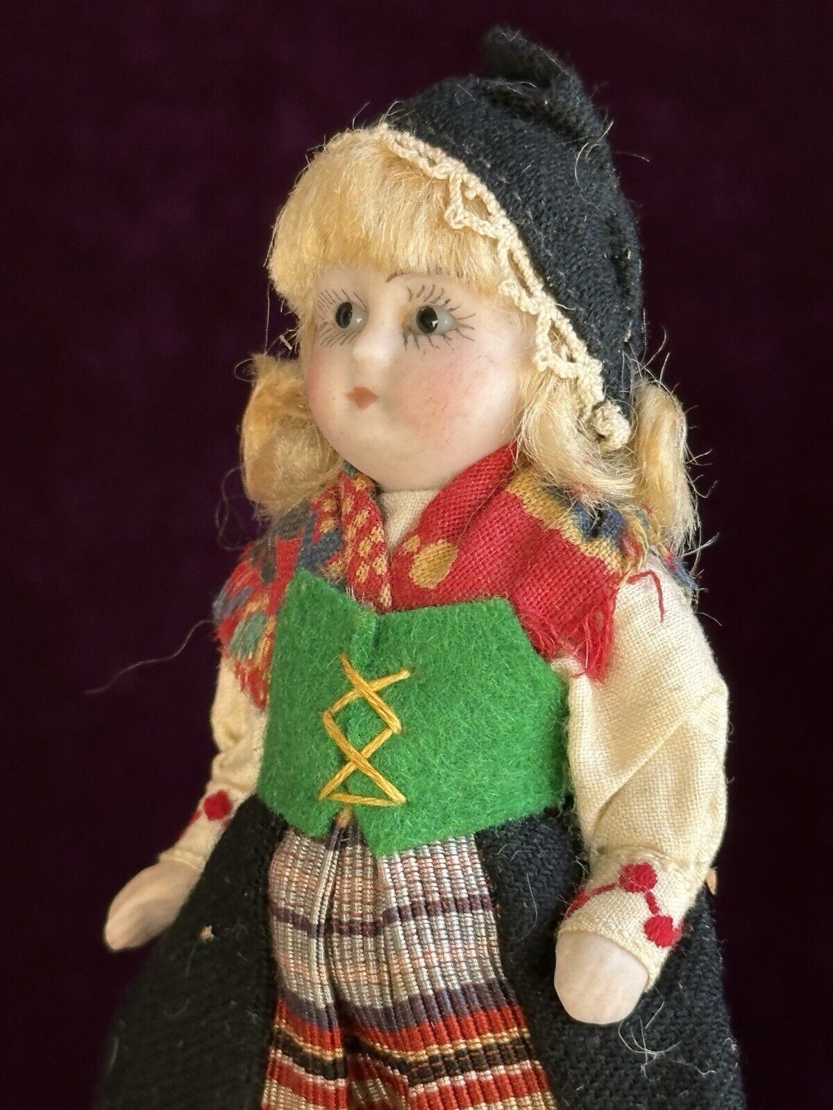 Pair of Antique German All Bisque Kuhnlenz (?) Miniature 3.5” Mignonette Dolls