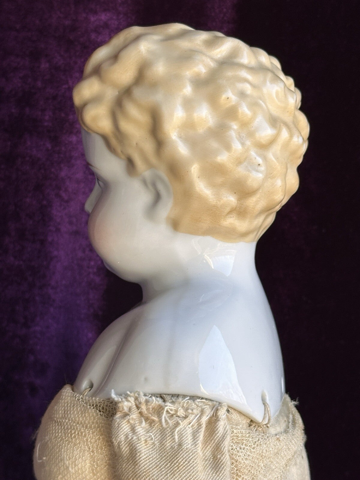 Large Antique German 24” Exposed Ears Blonde China Head Doll