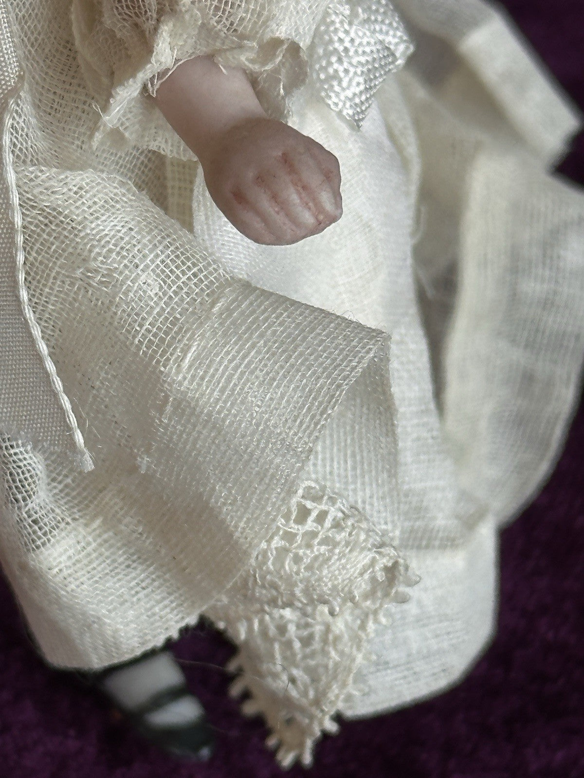 Antique French 3.5” All Bisque Tiny Mignonette Doll