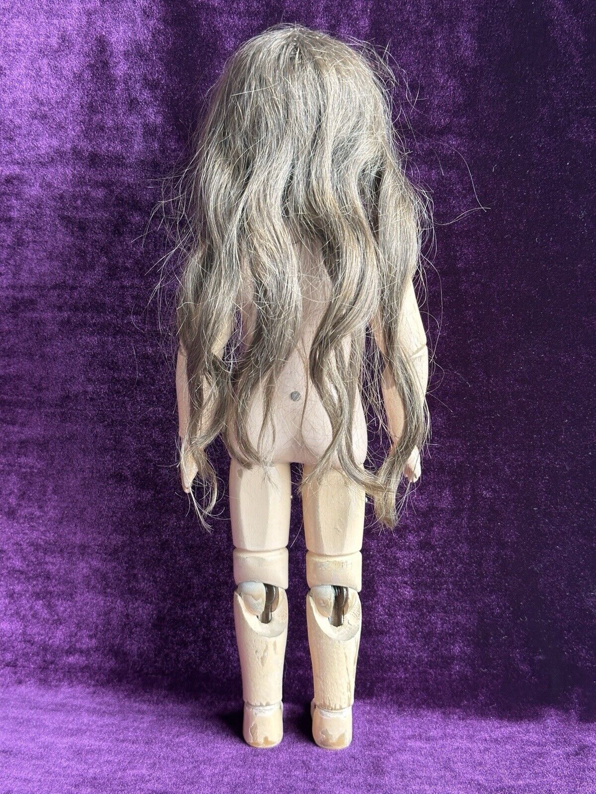 Antique 14” American Schoenhut Model 312 Wood Carved Spring Jointed Girl Doll
