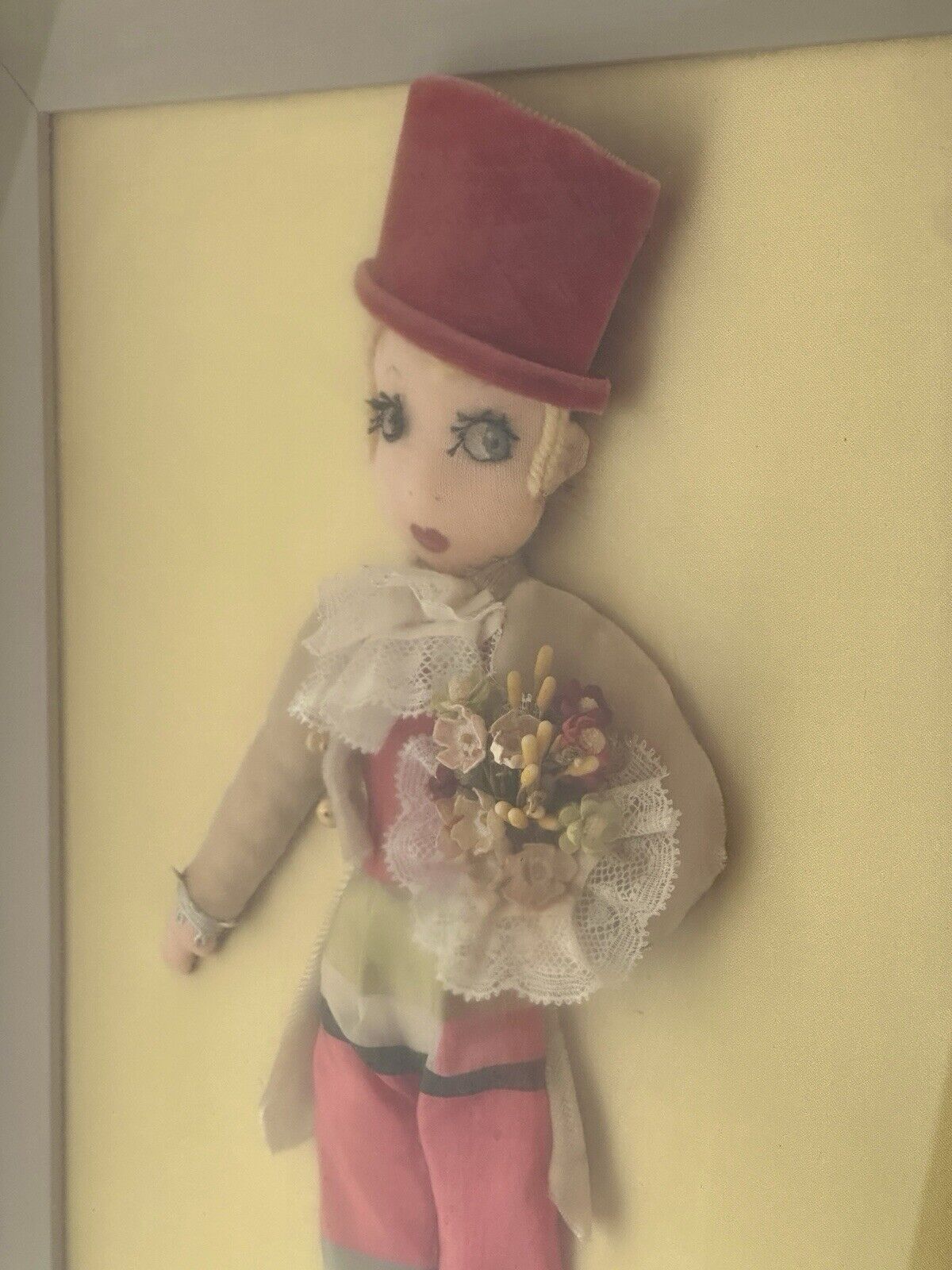 2 Vintage Framed Diorama Cloth Dolls Displays by American Artist Alice Daly