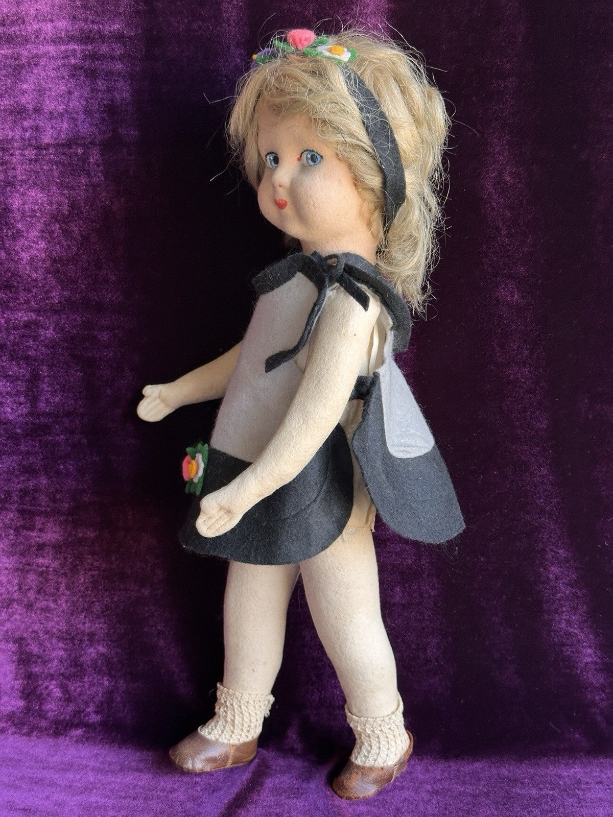 Vintage 18” Italian/French Lenci Style Cloth Felt Doll