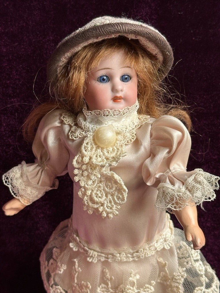 Antique German Miniature 8" Simon Halbig Bisque Head Square Teeth Doll