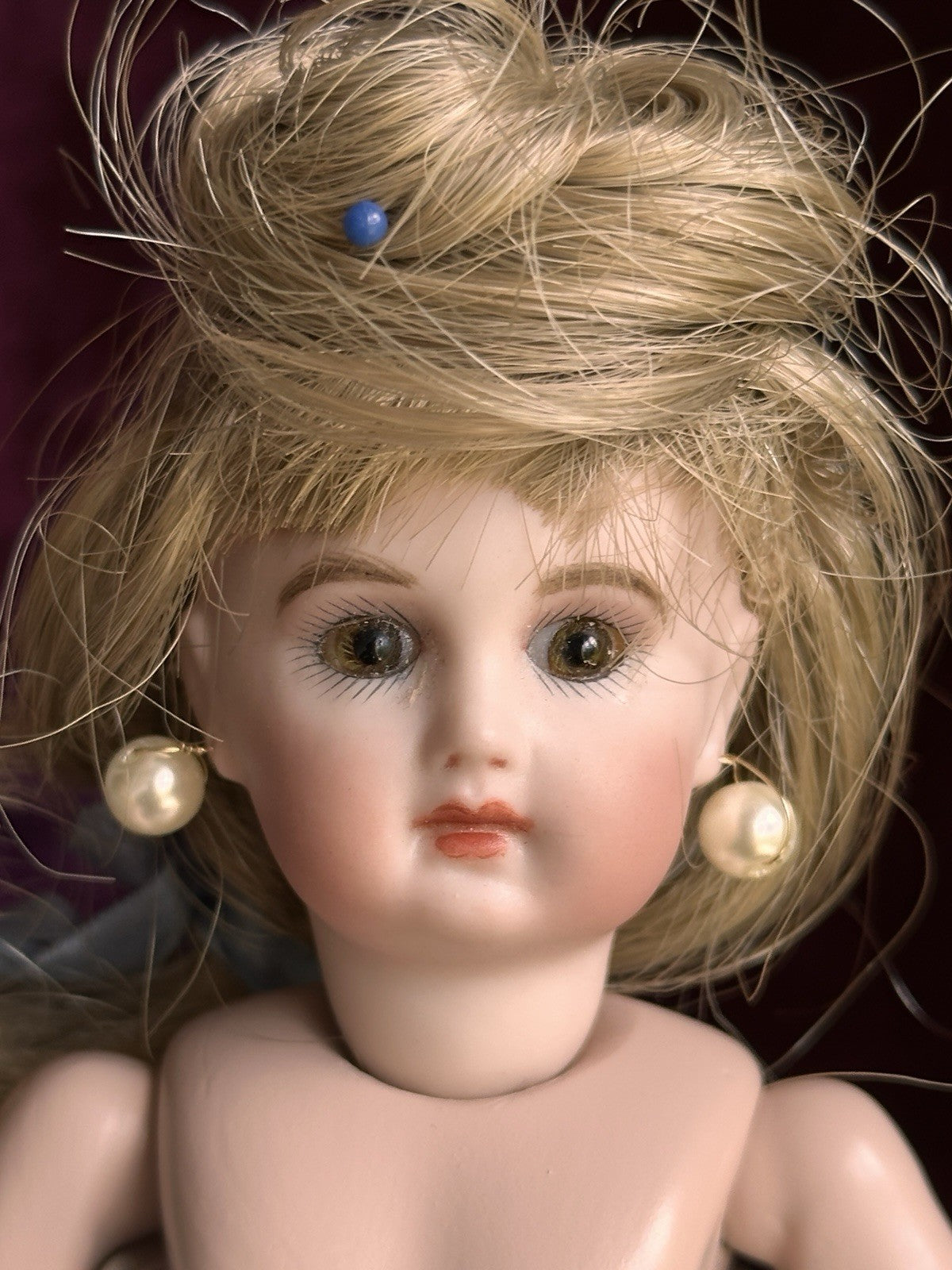 Porcelain Compo Petite 8” Reproduction of Antique French Jumeau Doll