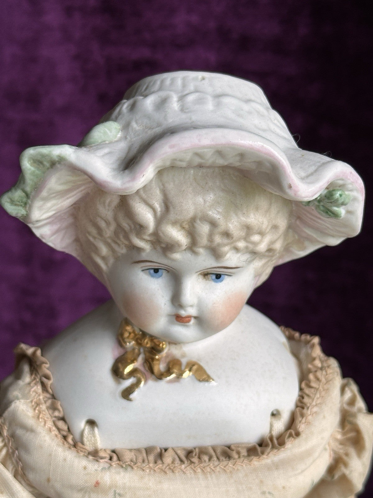 Vintage Porcelain 14.5” Reproduction of Antique Hertwig Parian China Head Doll