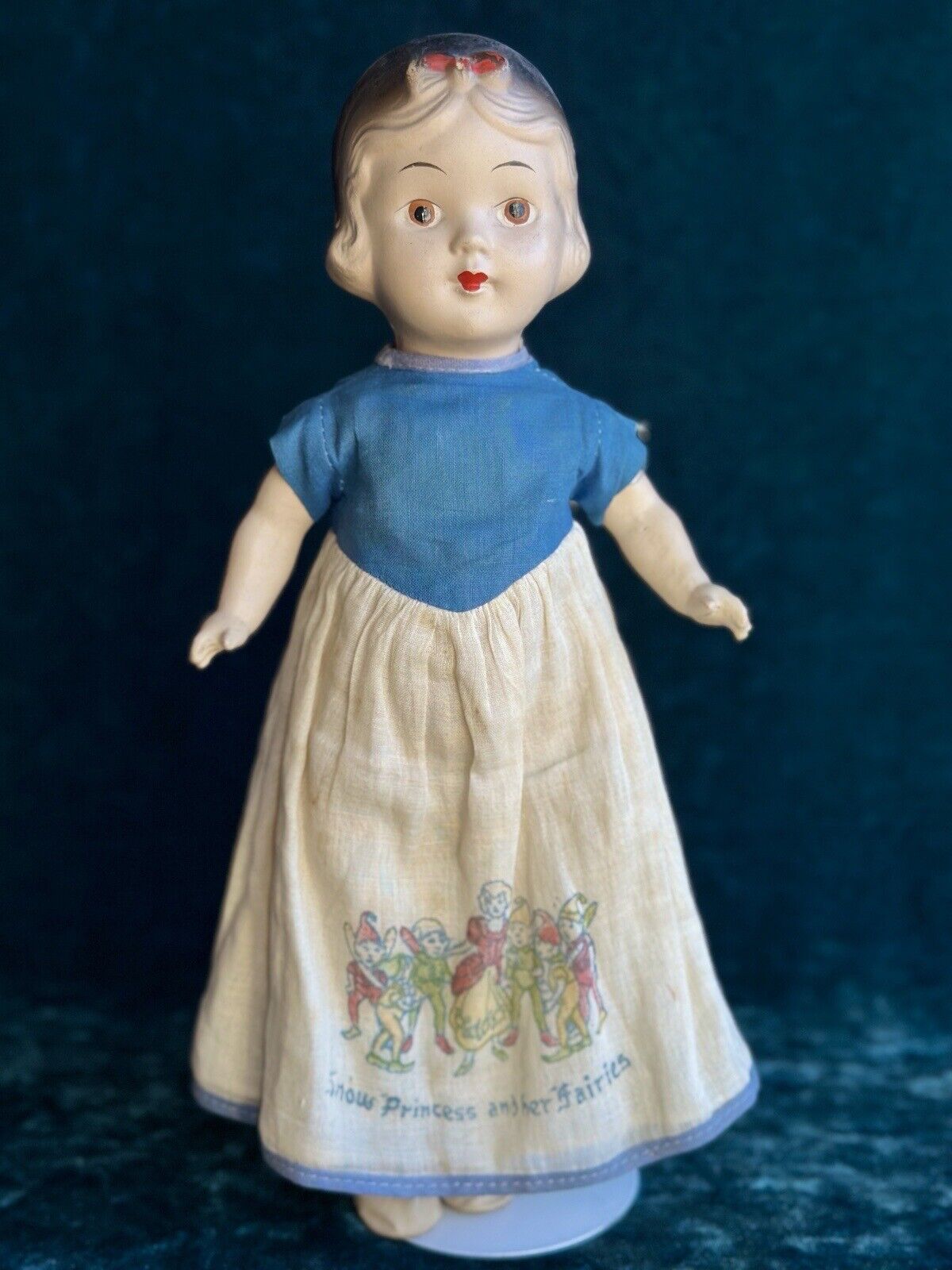Antique Composition 13” Ideal Unmarked Snow White Doll in Original Dress