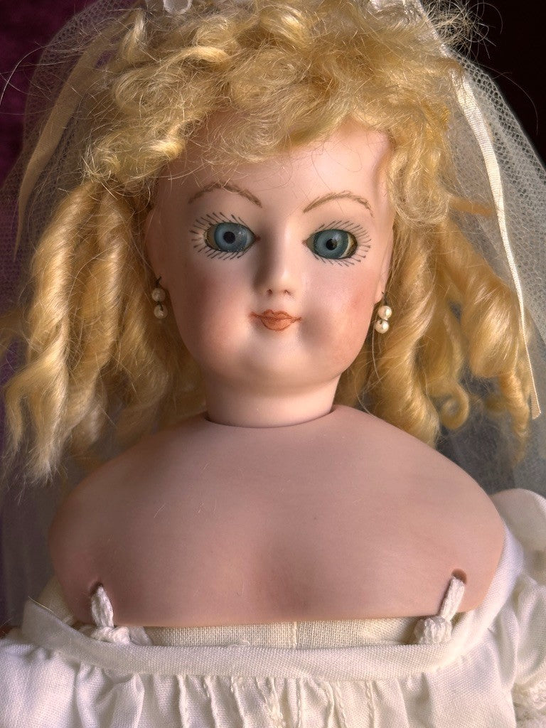 Vintage Porcelain 15” Reproduction of Antique French Gaultier Fashion Bride Doll