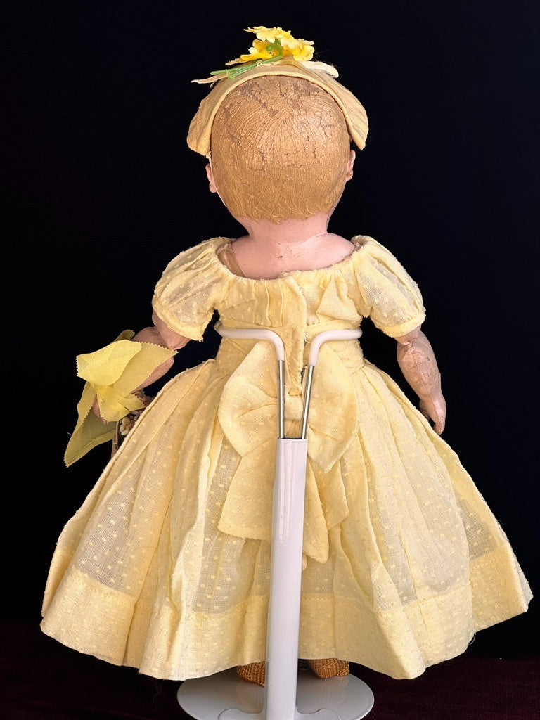 Tiny Antique American Martha Chase 12" Oil Painted Cloth Baby Doll