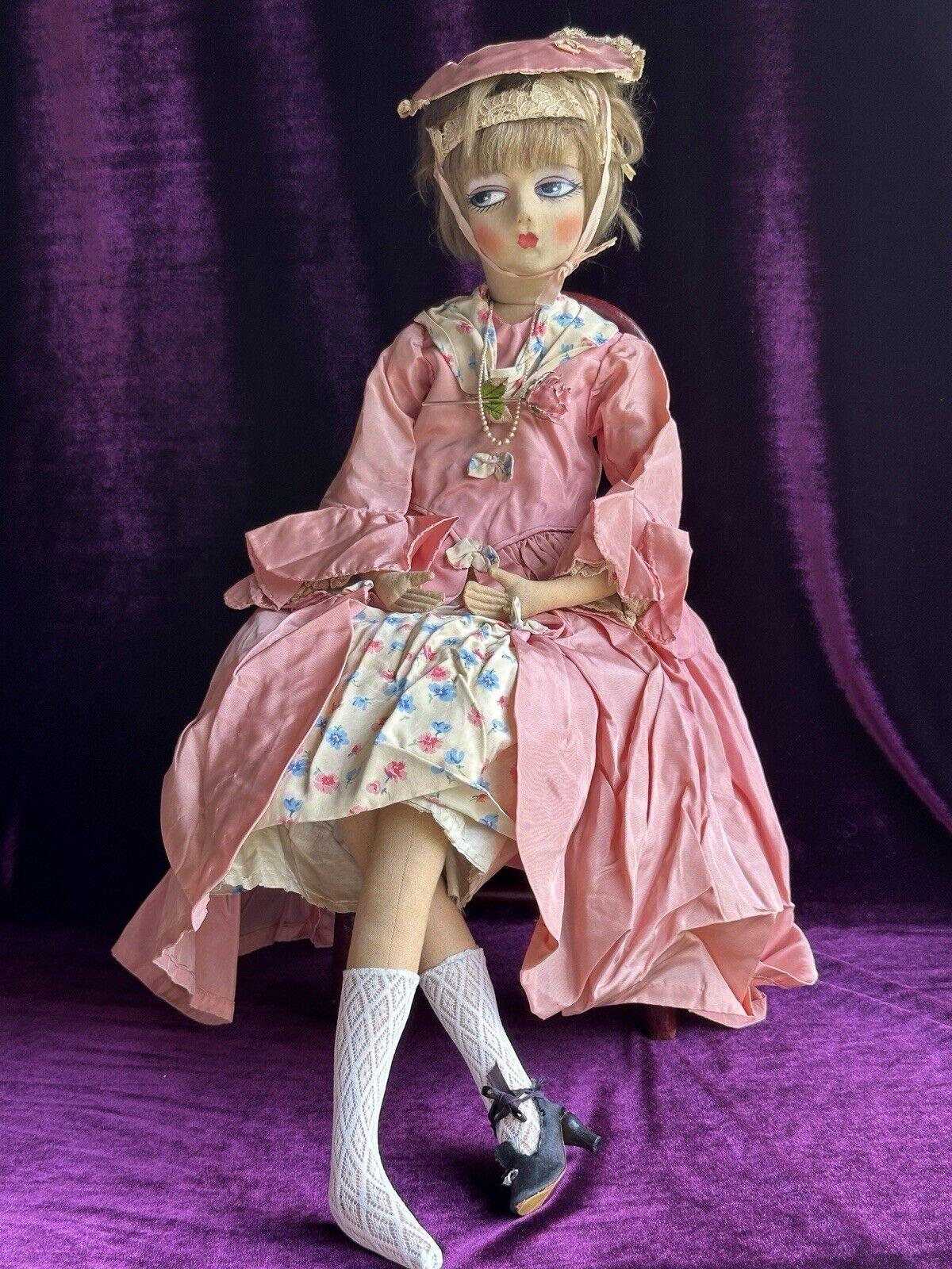 Vintage American 30” Etta French Art Deco Style Boudoir Doll