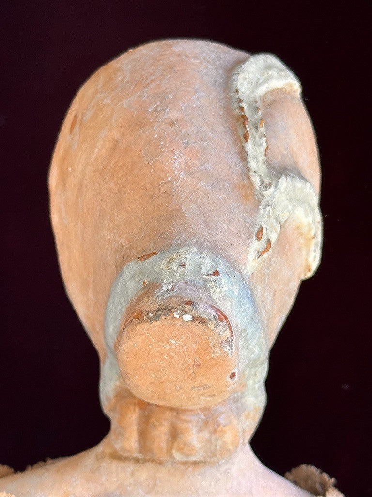 Antique German 18.75” Wax Over Papier Mache Milliner’s Model Molded Bonnet Doll