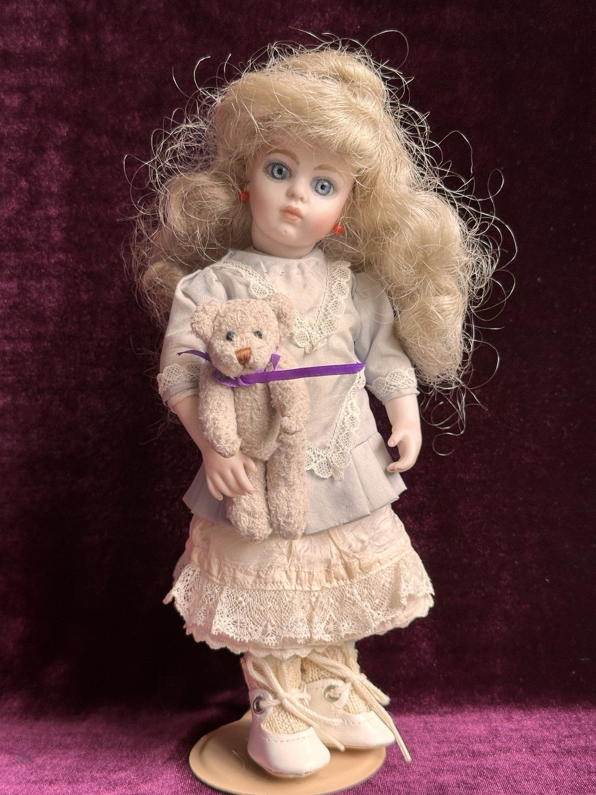 Vintage 9” Artist Reproduction of Antique French Bru Jne Porcelain Leather Doll