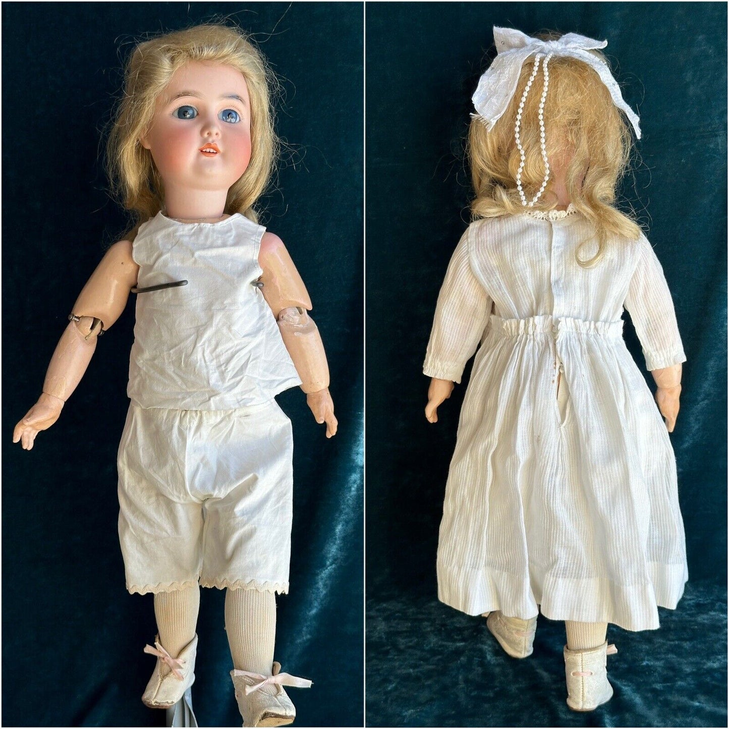 Antique German 22” Adolf Wislizenus Special Bisque Head Doll Walker Body