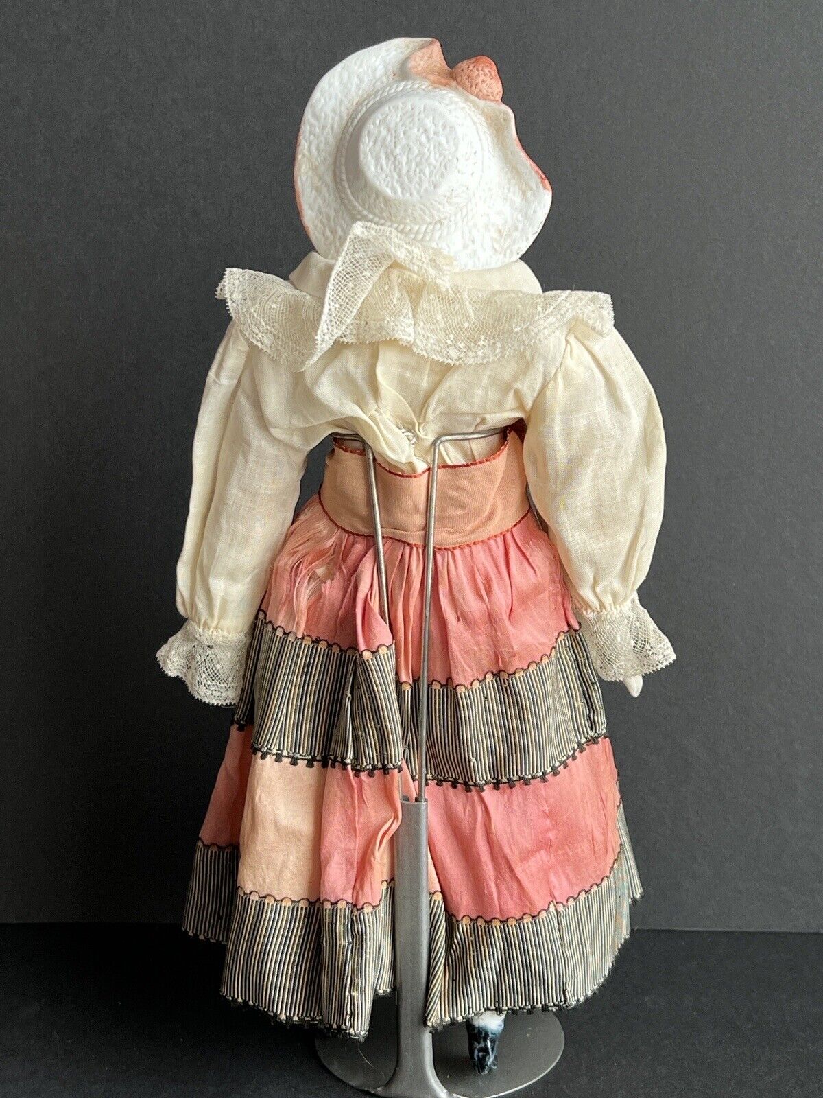 Antique German Hertwig 11.5” Molded Hat Bisque Shoulder Head Doll