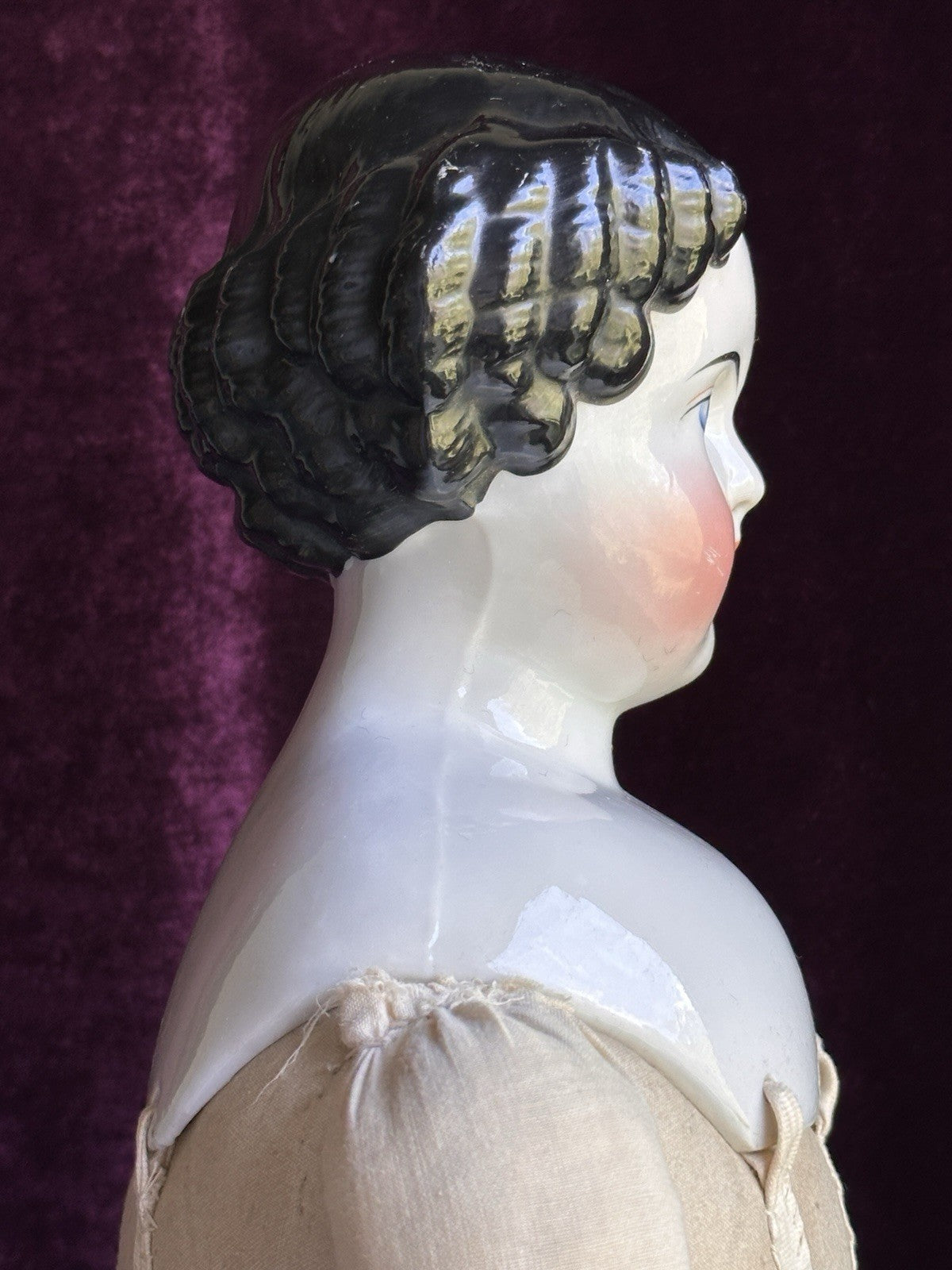 Antique German 25” Flat Top Highbrow China Shoulder Head Doll