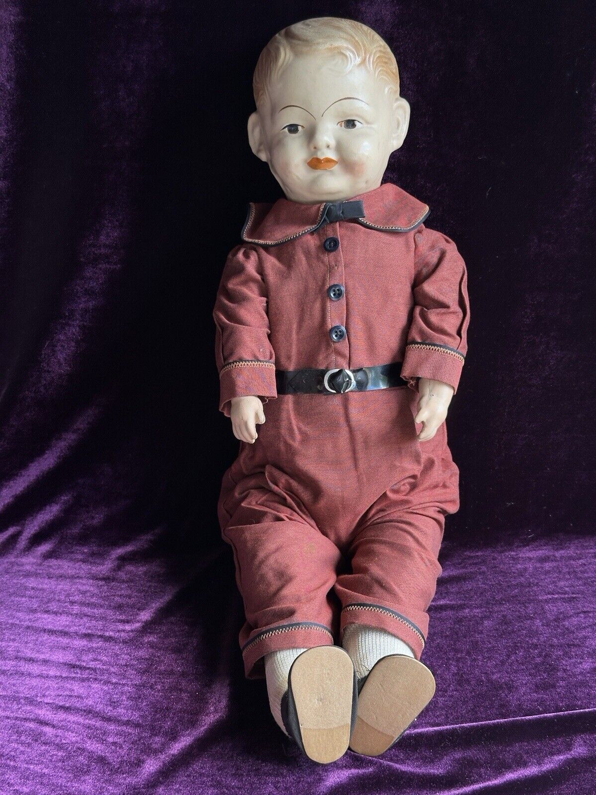 Antique 25” Elektra American Toy & Novelty Company (?) Composition Boy Doll