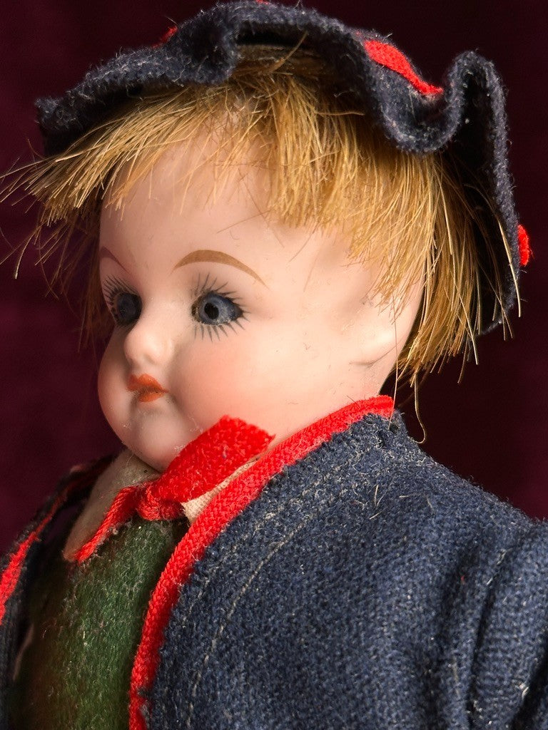 Antique German 10" Kling Bisque Shoulder Head Boy Doll