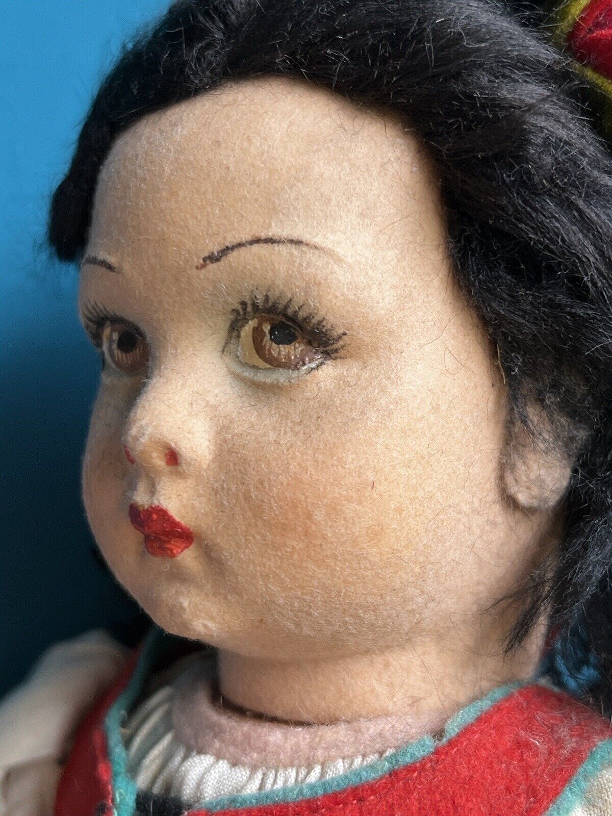 All Original Vintage Italian Lenci 14” Rita Lucia Felt Doll with Tag
