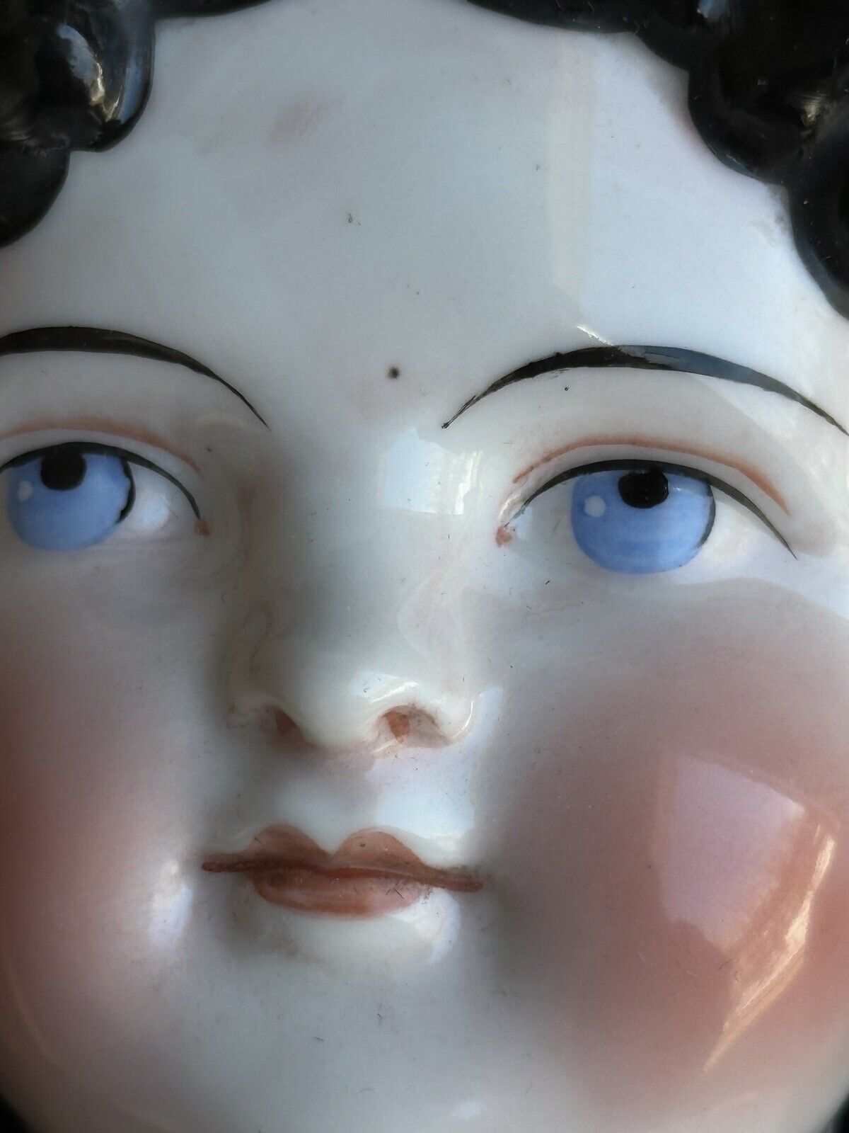 Antique German 26” Dolly Madison China Shoulder Head Doll with Molded Bow