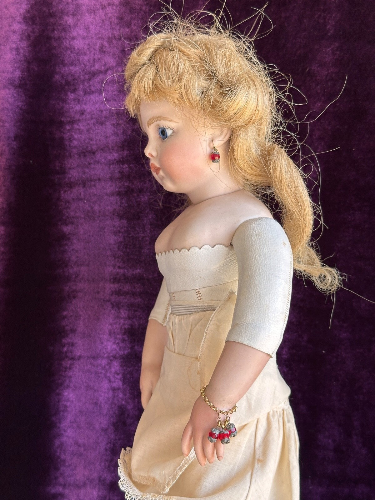 Vintage 15” Artist Reproduction of Antique French Bru Jne Porcelain Leather Doll