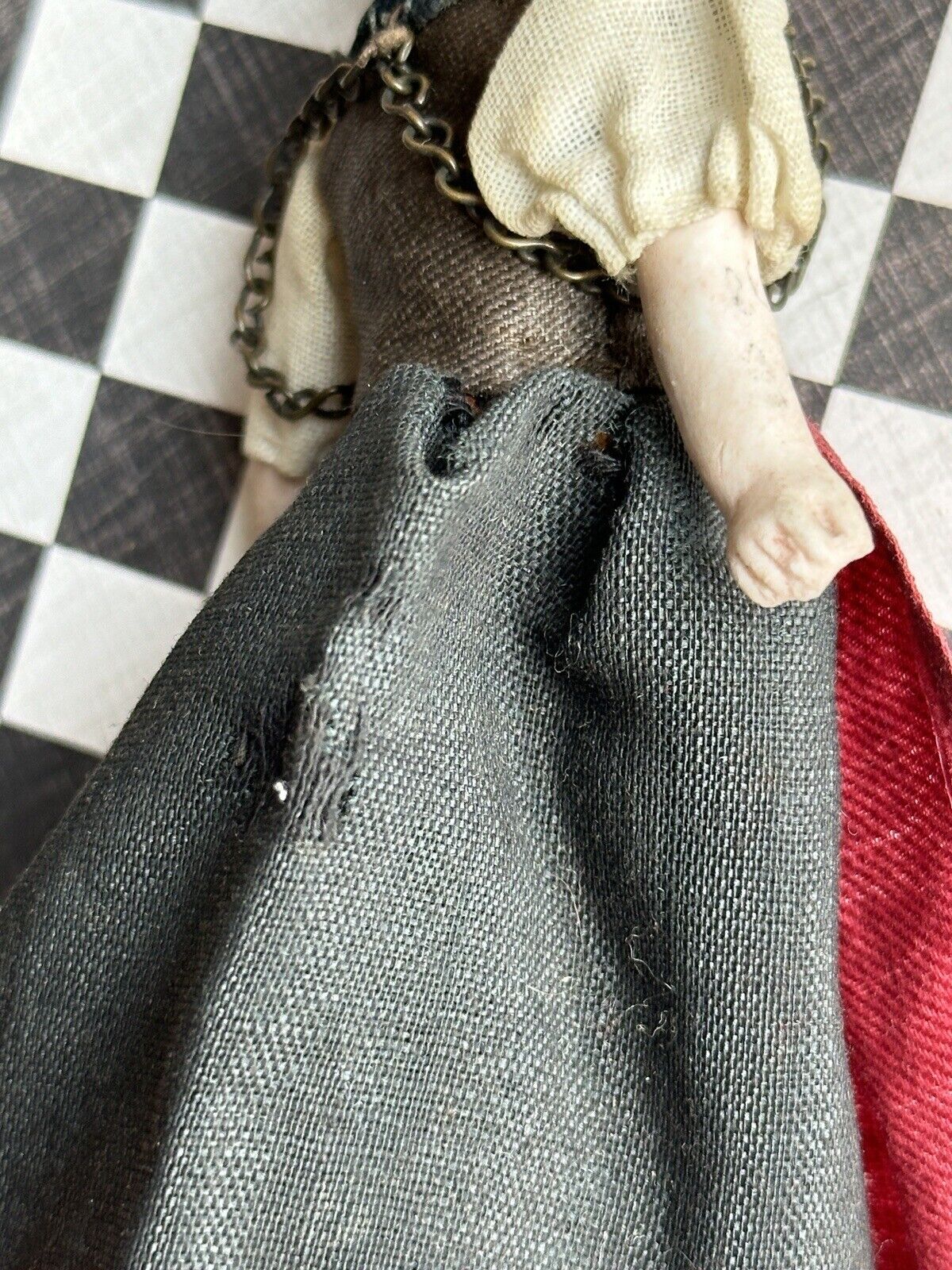 Antique German Miniature Dollhouse 5.75” Bisque Head Parian Girl Doll