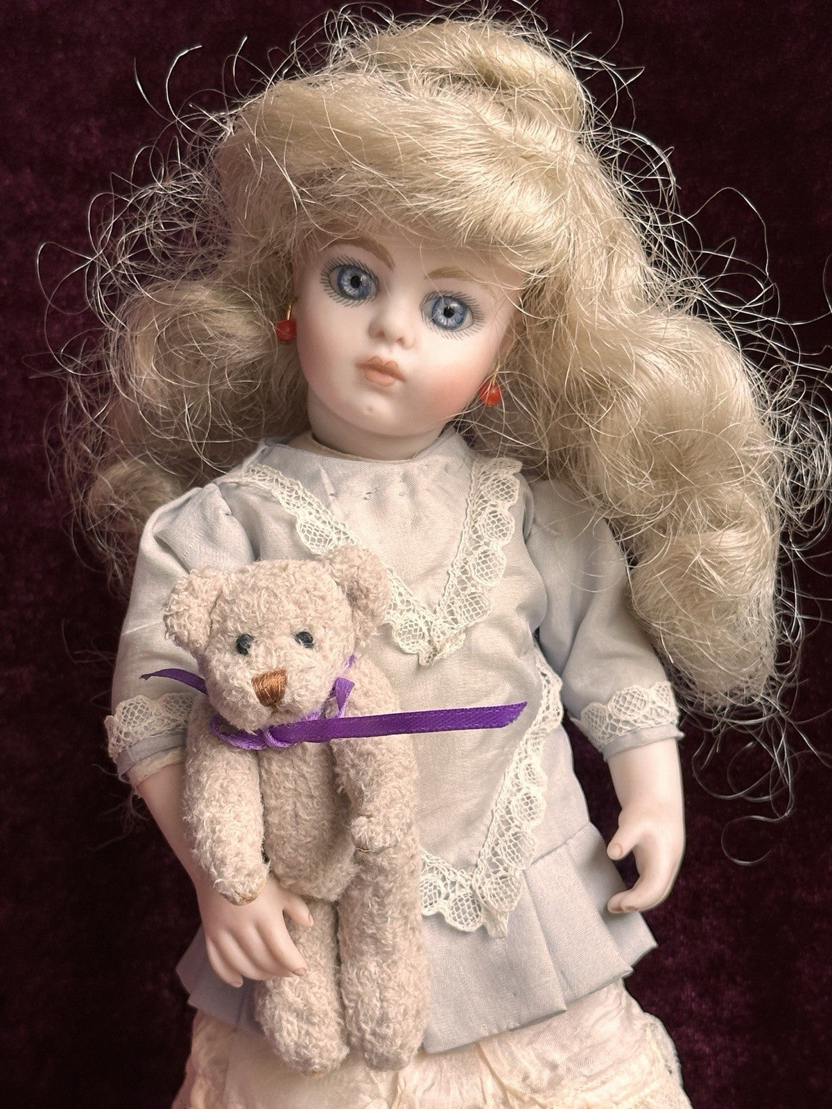 Vintage 9” Artist Reproduction of Antique French Bru Jne Porcelain Leather Doll