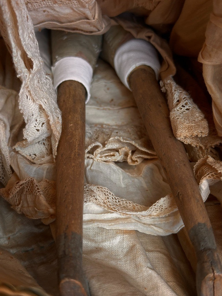 Antique German 18.75” Wax Over Papier Mache Milliner’s Model Molded Bonnet Doll