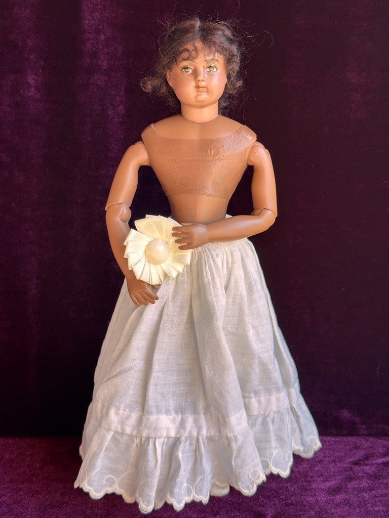 Rare 15” Dark Complexion Porcelain Repro of Antique French Huret Fashion Doll