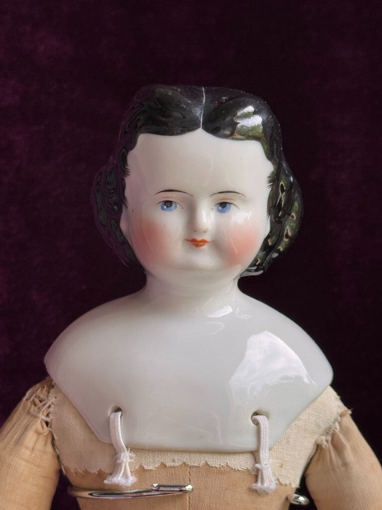 Antique German 15” Adelina Patty China Shoulder Head Doll